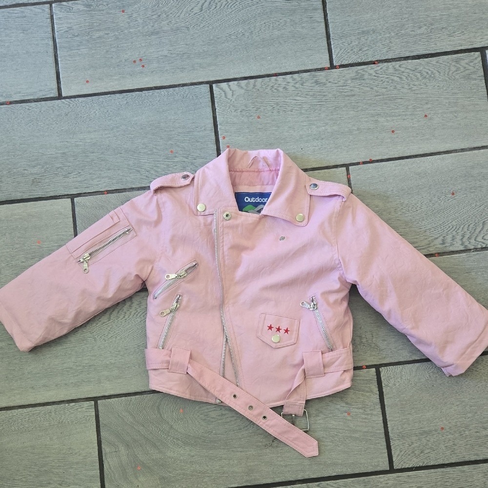 Outdoor Habitat‎ Pink Faux Leather USA Eagle Biker Jacket Toddler 4T Moto Coat